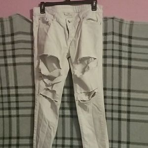 Levis white jeans ripped